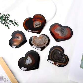 Piedras de curación natural, artesanías de cristal tallado de ágata con corazón de geoda, decoración para el hogar