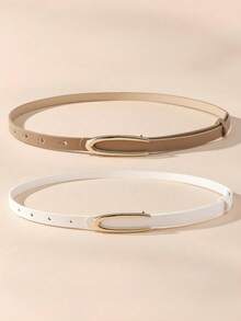 1/2/3/4pcs Minimalist U-Buckle Women's Thin Waist Belt, Elegant High-End Design For Dresses, Versatile Casual Everyday Wear Belt, Suitable As A Gift - Multicolor - View 12