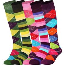Mysocks Unisex Knee High Long Socks Argyle,4-7,MultiPack706 - MultiPack706 - View 1