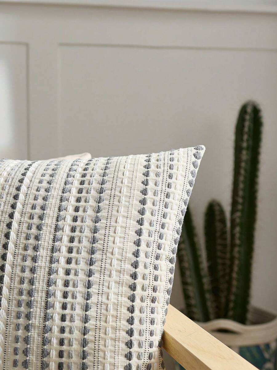 1/2 vỏ gối kiểu Bắc Âu hiện đại, họa tiết chấm bi jacquard, thích hợp cho phòng ngủ, ghế sofa, xe hơi, v.v. (Không bao gồm ruột gối) - Xám - Xem 1