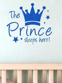 1 Peça Adesivo de Parede de Coroa de Princesa Azul, Decalque Decorativo para Quarto de Menina, Adequado para Decoração de Berçário, Chá de Bebê, Decorações Familiares, Presentes - Azul - Visão 6