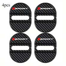 4-Piece Sports Style - Car Door Lock Cover Protection Cover&Door Lock Protection Device, Suitable For Most Cars, Red Square SPORT Door Lock Buckle Protection Cover, Carbon Fiber Texture Design, Vibration And Noise Reduction/Sound Insulation Adhesive/Rust Prevention/Sealing Patch Buffer - Multicolor - View 6