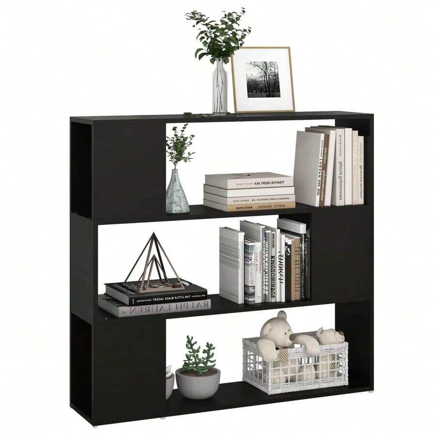 Separador de ambientes con estantería vidaXL, color negro, 100x24x94 cm. - Negro - Ver 1