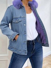 Women Denim Jackets & Coats - 藍色 - 查看 2