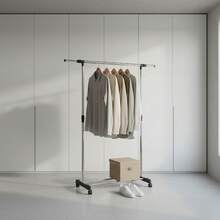 Ecommerc3 MOBLEKIT | Free-Standing And Expandable Clothes Racks In Metal And Wood, Clothing With Adjustable Options, With Wheels Or Shelves, Organizers For Bedroom, Entryway And Home - Perchero Inox 90-145x42x90-160 Cm - View 6