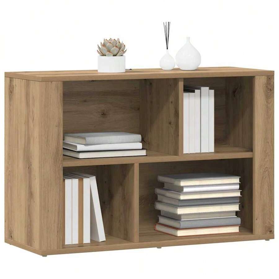Credenza vidaXL in rovere artigianale, 80 x 30 x 53 cm, materiale a base di legno. - Castano - Visualizzare 1