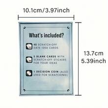 “40张刮刮卡约会冒险游戏，附赠一枚决策币”——情侣主题刮刮卡约会创意套装，互动冒险提示，是成人约会之夜、增进感情、创意出行计划和休闲娱乐的理想之选 - 彩色 - 查看 9