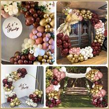 96pcs Burgundy Gold And Blush Pink White Balloon Arch Kit For Birthday, Wedding, Bridal Shower, Gender Reveal, Baby Shower, And Party Decorations. Elegant Metallic Mix With Soft Tones Creates A Luxurious Romantic Atmosphere, Perfect For DIY Garland, Backdrops, And Event Styling - Burgundy - View 5