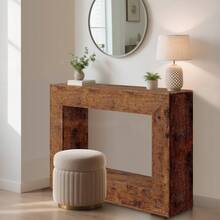 Hodeffior 120cm Console Table For Entryway, Wooden Entry Table Foyer Hallway Tables, Rustic Farmhouse Decor For Living Room, Industrial Console Sofa Tables, 120x84x30cm - Brown - View 6