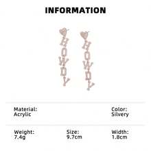 1 Pasang Anting Gantung Akrilik Gaya Koboi Barat "Howdy", Merah Muda Berkilau - anting-anting - View 17