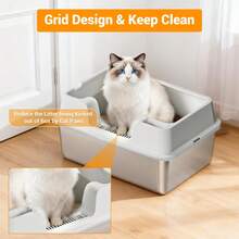 Techigher Stainless Steel Cat Litter Box, Extra Large Litter Box With Scoop, Never Absorbs Odors, Leak-Proof, Stain-Free, Rust-Free, Easy To Clean - Beige_50*35*22CM - View 4