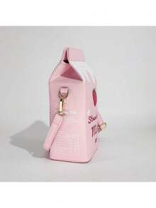 1Pc Women's Strawberry Milk Bag - Fashion Square Crossbody Purse With Adjustable Strap For Daily Use - 粉色 - 查看 2