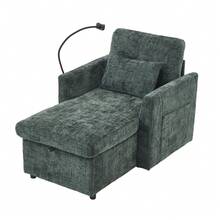 Reclining Armchair/Lounge Chair With Mobile Phone Holder, Single Armchair With Side Pockets And Large Storage Space, Chaise Lounge Suitable For Living Room, Bedroom And Reading Corner, Chenille - 綠色 - 查看 11