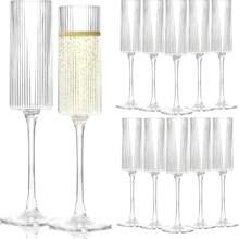 1/3/6/12pcs Acrylic Champagne Glasses, 5.5oz (155.9g) Unbreakable Stemmed Reusable Champagne Flutes - Modern Elegant, Suitable For Wedding, Party, Anniversary, Christmas, Birthday - Transparent - View 1