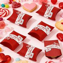 10pcs Valentine's Day Pillow Boxes, Candy Paper Gift Boxes, Birthday Party Small Gift Boxes
