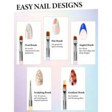 10 Pcs Nail Art Brushes Set, Nail Dotting Tools, French Tip Tool, Nail Art Deign Tools with Builder Gel Brush Polish Extension Brush Thin Liner Detail Painting Brushes, Nail Tech Supplies Kit - por defecto - Ver 3