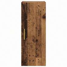 Mueble de pared vidaXL fabricado con madera reciclada, 34,5 x 34 x 90 cm, madera de ingeniería. - Marrón - Ver 6