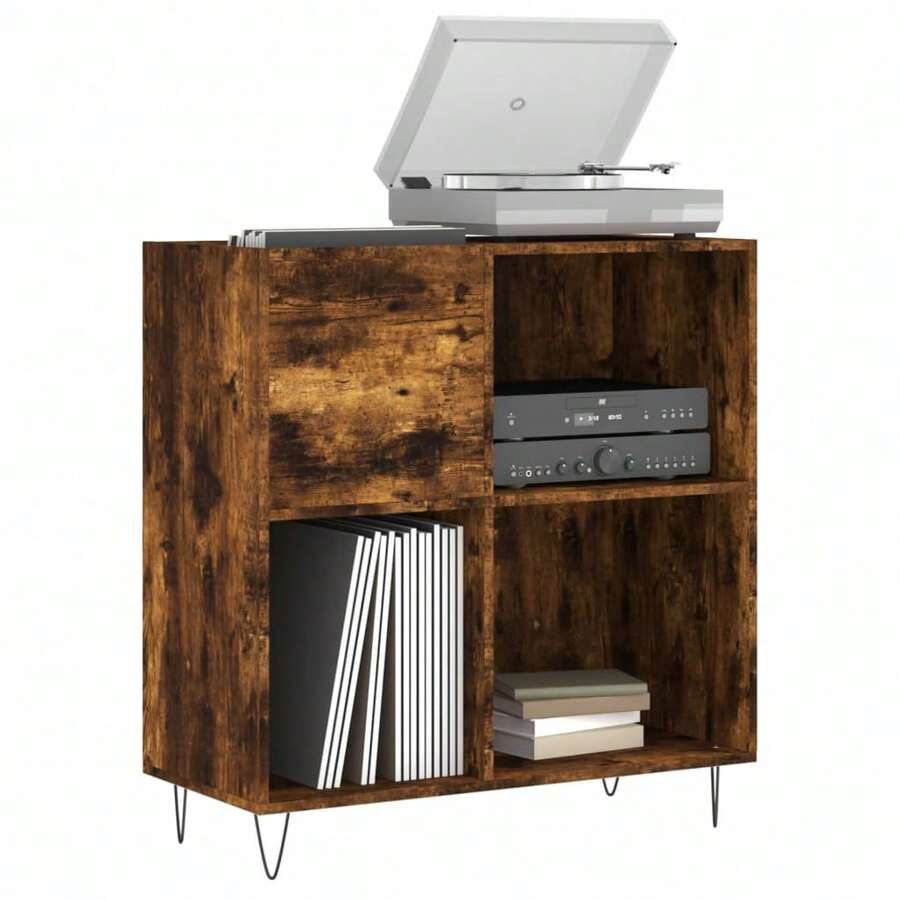 Mobile porta dischi vidaXL, rovere affumicato, 84,5x38x89 cm, legno composito - Castano - Visualizzare 1