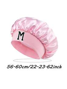 Conjunto de 1 touca de dormir personalizada com 26 letras em seda, touca de dormir em cetim de seda para dormir, touca de dormir em seda que protege o cabelo do frizz, touca de dormir em cetim macio adequada para cabelos cacheados, touca de dormir folgada e confortável tamanho grande para mulheres, adequada para cabelos cacheados e tranças. - Rosa - Ver 12