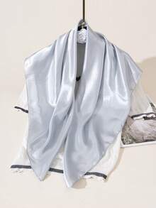 1 pieza Pañuelo cuadrado de satén de unicolor de 90cm - Gris Claro - Ver 2