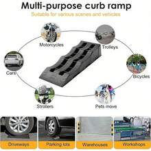 2PCS Car Ramps 4 Ton Plastic Kerb Ramps Wavy Ramp Car Ramps Heavy Duty 3 Step Car Lift Ramps Caravan Leveling For Home Garage Motorhome 61X21X12CM - Black - View 6