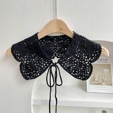 1 Piece Knitted Hollow Out Fake Collar Women Summer Korean Version Versatile Air Conditioning Room Neck Protection Decorative Vest Outerwear Knotted Scarf Suitable For Daily Home Work Wear - 淺藍色 - 查看 5