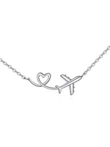 925er Sterling Silber Flugzeug Halskette, vielseitiger Schmuck für Frauen, tolles Geschenk zu Geburtstag, Abschluss, Weihnachten, Neujahr - Verschiedenfarbig - Übersicht 1