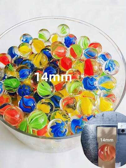 20pcs/60pcs/100pcs Colorful Glass Marbles, Marble Run Game, Single Player Toy & Marbles, Stress Relief Toy, Fish Tank, Vase Decor (Random Color & Style)