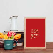 Red Cartoon Theme Greeting Card "It's Always You" In Gold Text, Ideal For Valentine's Day, Birthday, Anniversary, Suitable For Wife, Husband, Girlfriend, Boyfriend, Includes Matching Envelope, Elegant Gift Packaging - Multicolor - View 4