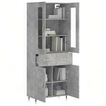 Larryhot Credenza Grigio Cemento 69,5x34x180 cm in Legno Multistrato,Robusto e durevole, facile da montare, la scelta ideale per l'arredamento della casa - Grigio - Visualizzare 3