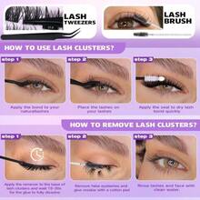 EYDEVRO Wispy Lash Clusters Kit Natural Eyelash Clusters Kit DIY Lash Extension Kit 9-18mm CD Curl Cluster Eyelash Extensions With Waterproof Lash Bond And Seal, Lash Remover, Tweezers, Brush - MàuD - Xem 7