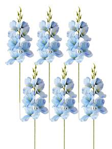 6pcs 55cm Artificial Silk Flowers Including Daffodil & Magnolia, Suitable For Home Living Room, Wedding Table Decor, Creating Romantic Theme, Also Applicable For Valentine's Day, Birthday, Graduation Ceremony - Baby Blue - View 7