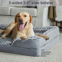 Dog Beds For Extra Large Dogs, Washable, Bolster Sofa Bed With Waterproof Lining & Non-Skid Bottom, Soft For Pet Sleeping, Pet Bed - 灰色 - 查看 4