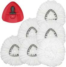 Spin Mop Replacement Head - 6 Pack EasyWring Mop Refills With Base Compatible With O-Cedar Triangle Spin Mop, Microfiber Mop Replace Head Easy Cleaning Floor Head Mop For Floor Cleaning - 白色 - 查看 9