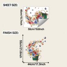 1pc Hand-Painted Floral And Butterfly Wall Sticker, Botanical Art, Adds A Fresh Touch To Dining Rooms And Kitchens. Self-Adhesive And Removable Mural, Easy-To-Tear Wall Sticker For Dining Rooms And Kitchens. Garden Butterfly Wall Sticker, Hand-Painted Style, Self-Adhesive, Easy-To-Clean Removable Wall Sticker. Hand-Painted Floral Butterfly Wall Sticker, Vinyl Art, Suitable For Dining Rooms And Home Decor Murals. - Multicolor - View 7