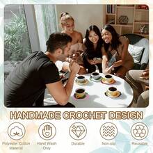 Uxcell 6Pcs Crochet Doilies Handmade Tray Doilies 4\ Round Cloth Placemats Lace Coasters For Crafts, Daily Use, Festivals, Home Decoration, Pink,Pink - Pink - View 6