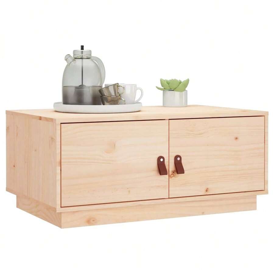 Table basse vidaXL 80x50x35 cm en pin massif - Tabac - Voir 1
