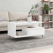 Table basse vidaXL blanche 90x49x45 cm, matériau à base de bois - Blanc - Voir 2