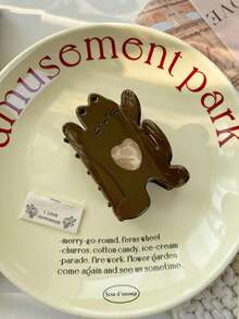 1 pièce Ensemble de pinces à cheveux avec motifs d'animaux mignons, incluant ours, chat, requin, chien, taureau, en matériau acétate, convient aux femmes et aux filles, idéal pour les cadeaux. Nouveaux styles comme glace, sucette cerise, carreaux, accessoires de mode élégants et adorables pour les cheveux avec pinces griffes - Multicolore - Voir 15