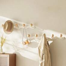 New 2-Pack Coat Rack Wall Mounted Anti-Tear Wooden Ball Coat Hook Rail Heavy Duty Metal Clothes Hanger Wall Hook For Entryway Bathroom Bedroom Kitchen White 5 Hooks - White - View 3