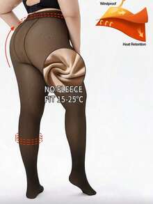 1 par de meias-calças térmicas tamanho grande para EUA e Europa, 230g, forradas, de cintura alta, com efeito translúcido, grossas, para o inverno.