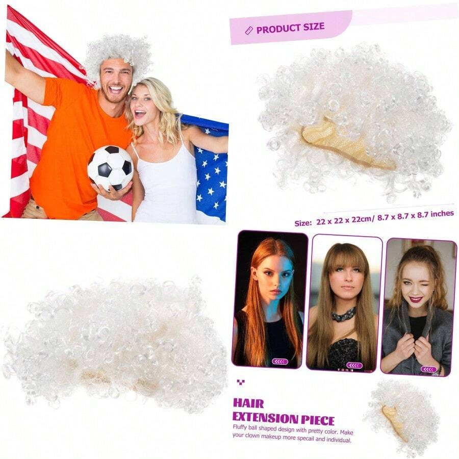 ml Peluca De Para Hombre y Mujer Estilo Esponjoso Adecuado Para Fiestas De Navidad Halloween y Máscaras10101 - Blanco - Ver 1