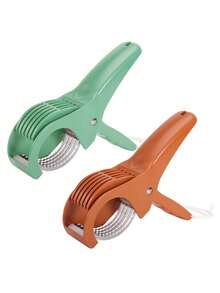 1个便捷高效的不锈钢手动切片器，不锈钢材质，操作简便省时，适用于家庭烹饪/聚会、备餐/减肥餐/野营烹饪，厨房切菜小工具，可切多种水果和蔬菜，可用洗碗机清洗，毕业季/情人节必备厨房好物 - 彩色 - 查看 9