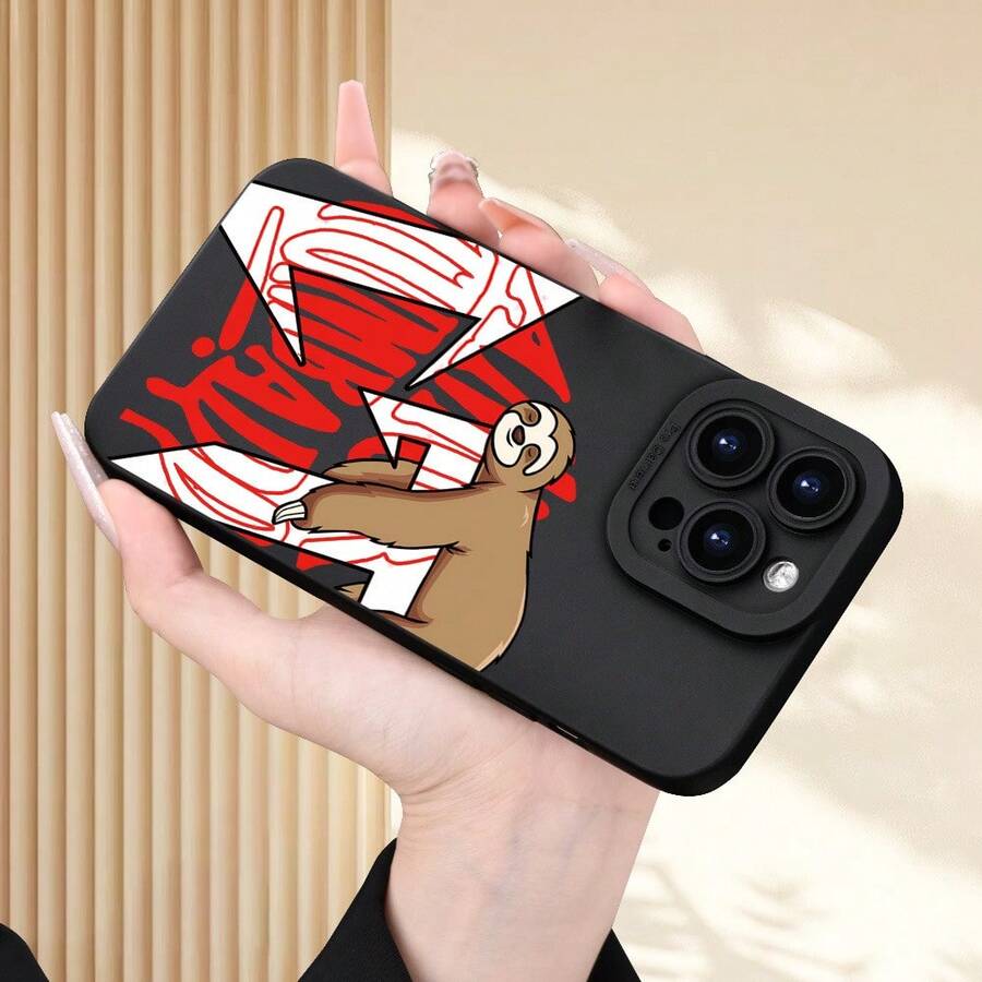Un estuche de teléfono móvil creativo e interesante con patrón de perezoso CT para IPHONE 17 16 15 14 13 12 11 XS XR X 7 8 Plus Pro Max Mini - Negro - Ver 1