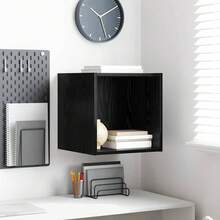 Mobiletto a muro vidaXL, effetto rovere nero, 37 x 37 x 37 cm, materiale a base di legno - nero - Visualizzare 2