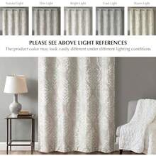 Sun Smart Mirage - Cortina oscurecedora 100% Total para Ventana, Panel de Cortina de Damasco Jacquard de Punto para oscurecer la habitación con Ojales en la Parte Superior, 50 x 108 Pulgadas, Color(127An x 241.3Al cm (4 Paneles) Gris) - Multicolor - Ver 7