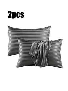 2件装缎面枕套，呵护秀发和肌肤 - 奢华柔软，凉爽舒适 - 为您的卧室增添优雅的酒店氛围（不含枕芯） - 彩色 - 查看 13