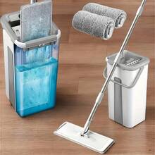 BANBERS Mop And Bucket Set With Wringer, With 2 Reusable Microfiber Pads With 360° Flexible Rotation, Hands-Free Flat Mop And Bucket With Long Handle For Floor Cleaning And Wall Cleaning - Mop + Bucket + 2 Microfiber Pads - View 12