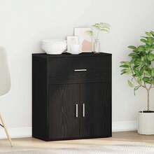 Credenza vidaXL in rovere nero, 60 x 31 x 70 cm, realizzata in materiale a base di legno. - nero - Visualizzare 4