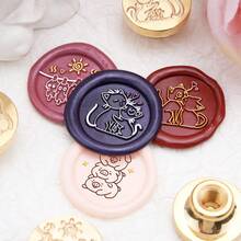 25mm Removable Brass Wax Seal Stamp With Cute Pattern, Suitable For Decorating Notebooks, Postcards And Gifts - A - View 6